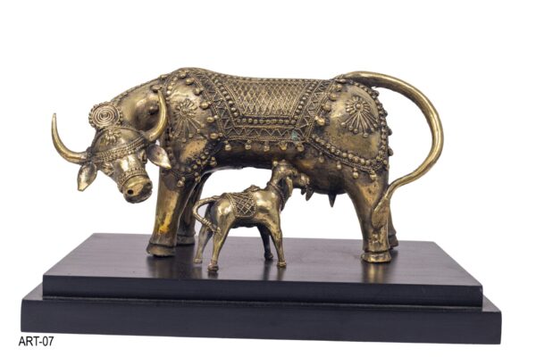 Cow And Calf Set With Base Dhokra Art