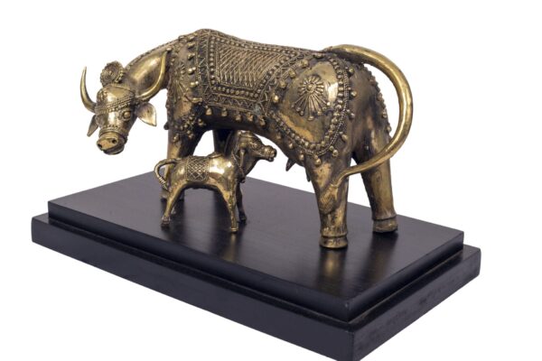Cow And Calf Set With Base Dhokra Art