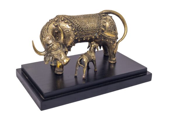 Cow And Calf Set With Base Dhokra Art