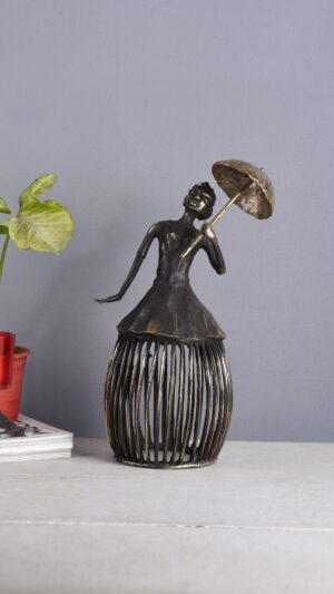 Tribal Statue of Lady in Modern Shape with umbrella