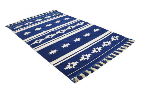 Indigo Horizon Hand Woven Cotton Rug