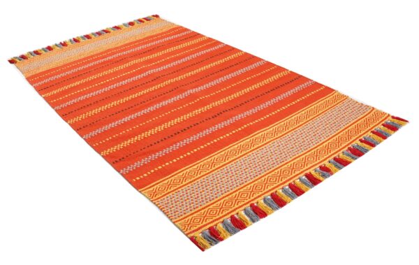 Sunset Stripes Hand Woven Cotton Rug