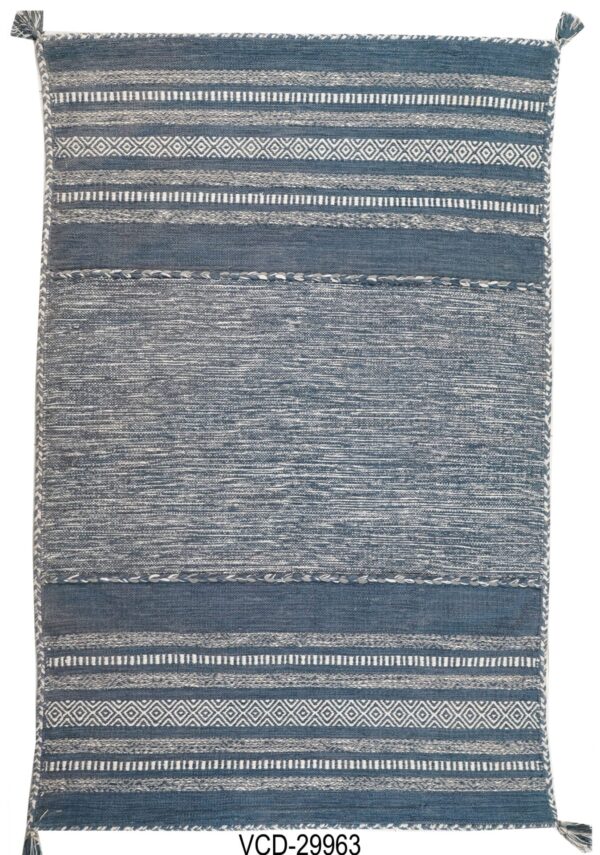 Indigo Horizon Hand Woven Cotton Rug