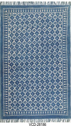 Sapphire Bloom Hand Woven Cotton Rug
