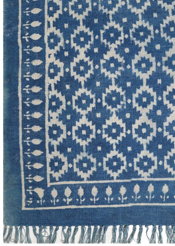 Sapphire Bloom Hand Woven Cotton Rug