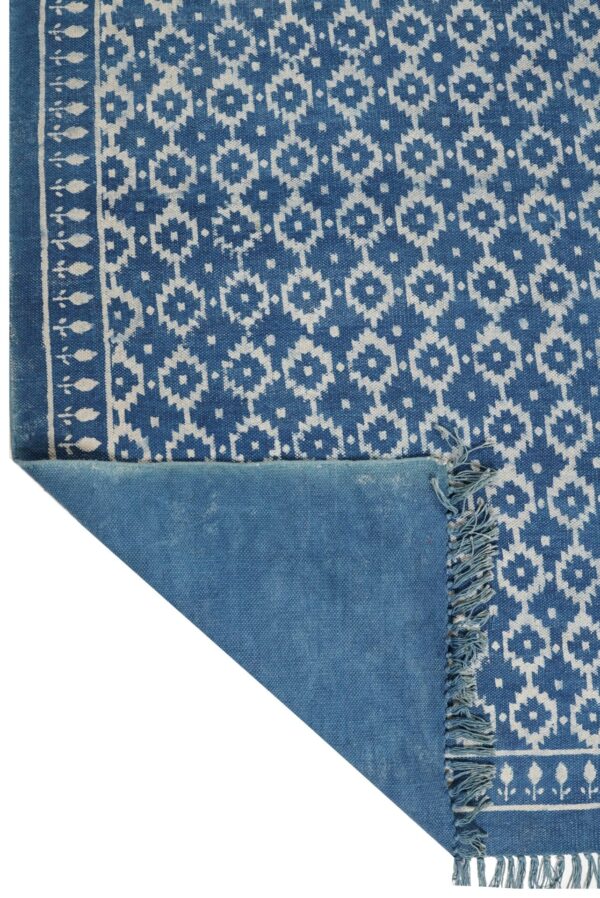 Sapphire Bloom Hand Woven Cotton Rug