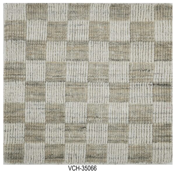Ivory Checkered Handloom Woolen Carpets and Rugs