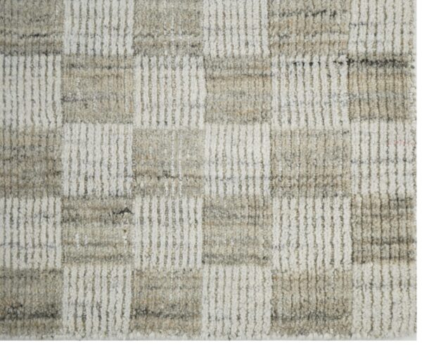 Ivory Checkered Handloom Woolen Carpets and Rugs