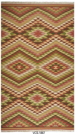 Viraang Geometric Hand Knotted Soumak Carpets